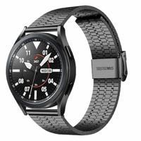 By Qubix - Compatible met Garmin Venu 2 / Garmin Venu 3 - Stalen bandje - Zwart - Compatible Garmin bandje - Bandbreedte: 22mm
