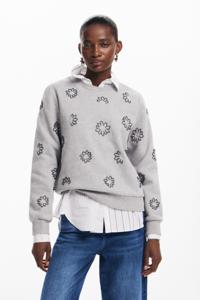 Juwelen bloemen sweatshirt - BLACK - XXL