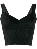 Dolce & Gabbana top bustier à détail de dentelle fleurie - Noir - thumbnail