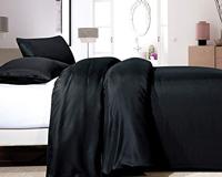 Dekbedovertrekset, Satin Point, Beddengoed, Modern, Lichtgewicht, 200x200/220 + 2 kussenslopen 60x70, Zwart