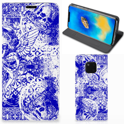 Mobiel BookCase Huawei Mate 20 Pro Angel Skull Blauw Mobiel BookCase Huawei Mate 20 Pro Angel Skull Blauw
