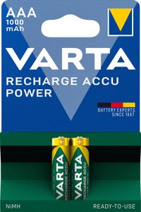 Varta RECH.AC.PowerAAA1000mAh BLI2 Oplaadbare AAA batterij (potlood) NiMH 1000 mAh 1.2 V 2 stuk(s)