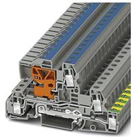 PHOENIX CONTACT UTI 6-PE/L/NT Installatiekabelklem met schroefaansluiting, 4 aantal aansluitingen, AWG 24-8, 6 mm² nominale doorsnede, grijs, 50 stuks