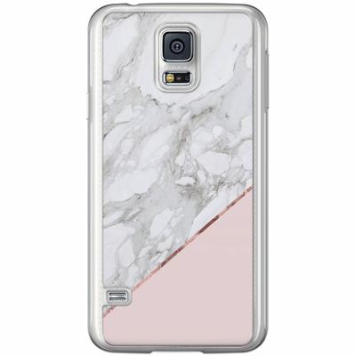 Samsung Galaxy S5 (Plus) / Neo siliconen hoesje - Marmer roze