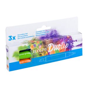 Ecoline Duotip markeerstift 3 stuk(s) Beitelvormige/fijne punt Lichtgroen, Lichtoranje, Violet