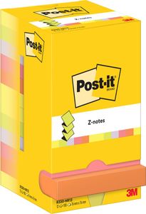 Post-it Z-notes, 100 vel, ft 76 x 76 mm, pak van 12 blokken, assorti neonkleuren