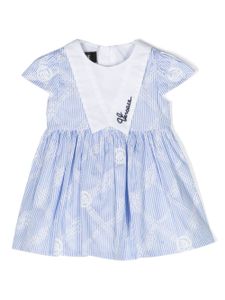 Versace Kids robe en popeline à rayures - Bleu