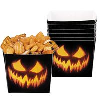 Boland 72313 - kartonnen kommen griezelige pompoenen, 6 stuks in set, afmeting ca. 7 x 7 cm, snackschaal, zoet of zuur, decoratie, Halloween, carnaval, themafeest