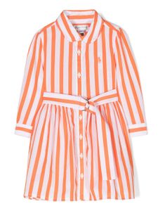 Ralph Lauren Kids robe-chemise ceinturée à rayures - Orange