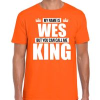 Naam My name is Wes but you can call me King shirt oranje cadeau shirt 2XL  -