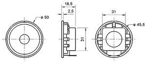 Visaton K 50 WP - 8 Ohm 2 inch 5 cm Mini-luidspreker 2 W 8 Ω Zwart Kunststof membraan, Vochtbestendig, UV-bestendig