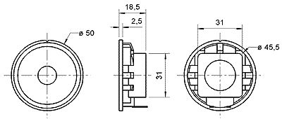 Visaton K 50 WP - 8 Ohm 2 inch 5 cm Mini-luidspreker 2 W 8 Ω Zwart Kunststof membraan, Vochtbestendig, UV-bestendig
