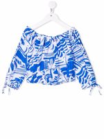 MSGM Kids haut imprimé à manches longues - Bleu