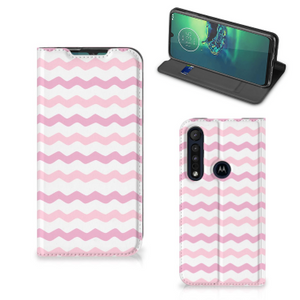 Motorola G8 Plus Hoesje met Magneet Waves Roze