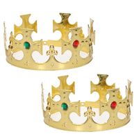 4x stuks gouden Koning / prinsen kronen voor heren 7 x 59 cm