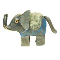 Metalen Olifant Safari Antiek Blauw (22 x 15 cm) - thumbnail