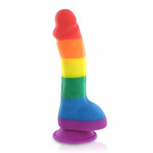 Pride Dildo - Silicone Rainbow Pride Dildo Met Ballen