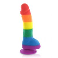 Pride Dildo - Silicone Rainbow Pride Dildo Met Ballen - thumbnail