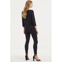 comma casual identity high waist skinny broek donkerblauw/wit