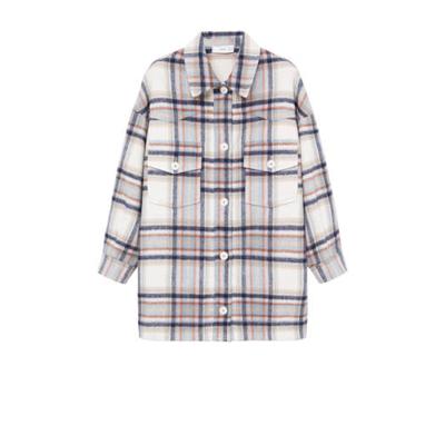 Mango geruit wollen shacket lichtbeige Mango geruit wollen shacket lichtbeige