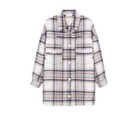 Mango geruit wollen shacket lichtbeige