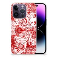 Silicone Back Case Apple iPhone 14 Pro Angel Skull Rood - thumbnail