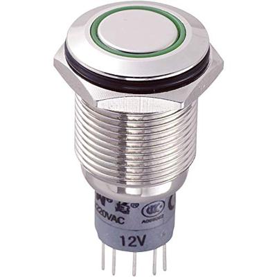 TRU Components 701792 LAS2GQF-22E/G/12V/N/P Vandalismusgeschützter Drucktaster 250 V/AC 3A 2 x Ein/