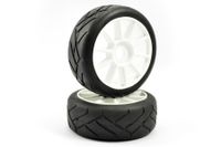 Fastrax Grid Iron onroad banden op witte 10 spaaks velgen voor 1/8 buggy