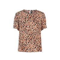 PIECES top met bladprint beige/koraal