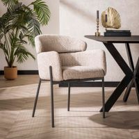 LifestyleFurn Eetkamerstoel Shallen Bouclé - Zand