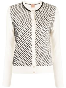 BOSS piped-stripes crew neck cardigan - Blanc