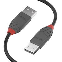 LINDY USB-kabel USB 2.0 USB-A stekker, USB-A stekker 3,00 m zwart, grijs 36694
