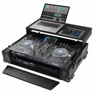 Odyssey FZGSPRIME2BL flightcase voor Denon Prime 2 met laptopplateau Black Label