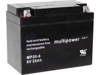 multipower MP20-6 Loodaccu 6 V 20 Ah Loodvlies (AGM) (b x h x d) 157 x 125 x 83 mm M5-schroefaansluiting Onderhoudsvrij, Geringe zelfontlading