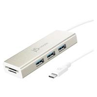 j5create USB 3.1 Type-C-poort met SD/Micro SD-kaartlezer JCH347Adapterdongle met 3 USB 3.1/3.0/2.0-poorten, voor Chromebook/MacBook/en meer USB Type C-apparaten