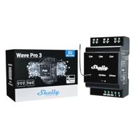 Shelly Wave Pro 3 | 3-kanaals slimme Z-Wave schakelaar | Potentiële gratis contacten | DIN rails | Z-Wave 800 | Uitgebreid draadloos bereik | Hoge betrouwbaarheid