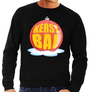 Foute feest kerst sweater met rode kerstbal op zwarte sweater voor heren 2XL (56)  -