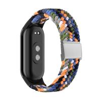 By Qubix - Braided nylon bandje - Multicolor Dark - Compatible met Xiaomi Smart Band 8 & 9 - Compatible Xiaomi bandje