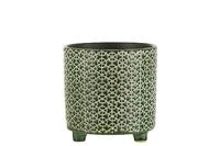 J-Line by Jolipa Keramische pot op poten, groen, 16 x 16 x 16 cm