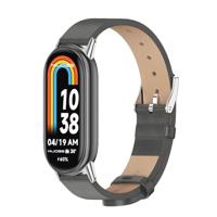 By Qubix - PU leren bandje - Grijs - Compatible met Xiaomi Smart Band 8 & 9 - Compatible Xiaomi bandje