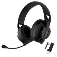 CoolBox WB01 Draadloze gaming-hoofdtelefoon met afneembare microfoon voor PS5, PS4, Switch, PC, 2,4 GHz, draadloos, met USB-adapter en Bluetooth 5.4, 20 uur looptijd, USB-C-lading in 2 uur, zwart