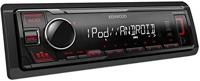 Kenwood KMM-205 USB-autoradio met RDS (high-performance tuner, MP3, WMA, FLAC, AUX-ingang, Android Control, Bass Boost, 4x50 Watt, Rood), Zwart