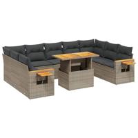 vidaXL 11-delige Loungeset met kussens poly rattan grijs, tuinset, tuinmeubel, terrasset, tuinbank, terrasmeubel, loungebank, loungeset tuin