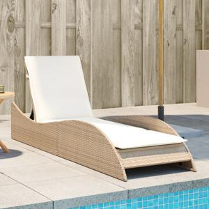 Ligbed met kussen 60x205x73 cm poly rattan beige