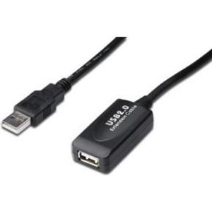 Digitus USB 2.0 Repeater USB-kabel 20 m USB A Zwart