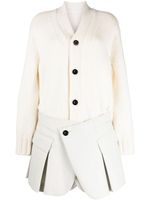 sacai robe courte à design nervuré - Blanc