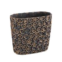 PTMD Sturdy Black cement pot oval gold circles L