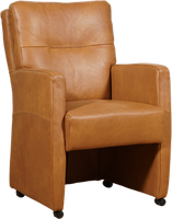 Cognac leren landelijke eetkamerfauteuil Sharp - Granada leer Sahara (cognac leer)