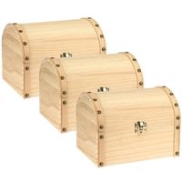 3x stuks Houten kistjes ronde deksel 20 x 15 cm hobby/knutselmateriaal