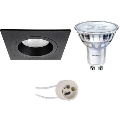 Philips - Led Spot Set - Sceneswitch 827 36d - Pragmi Rodos Pro - Gu10 Fitting - Dimbaar - Inbouw Vierkant - Mat Zwart -